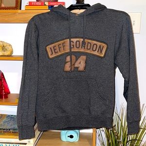 Jeff Gordon Dark Gray Leather Spell Out Hendrick Winners Hoodie
